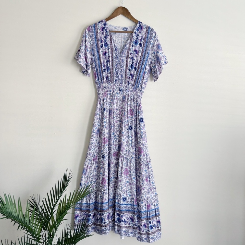 Walker & Wade Amethyst Floral Christina Maxi Dress Medium